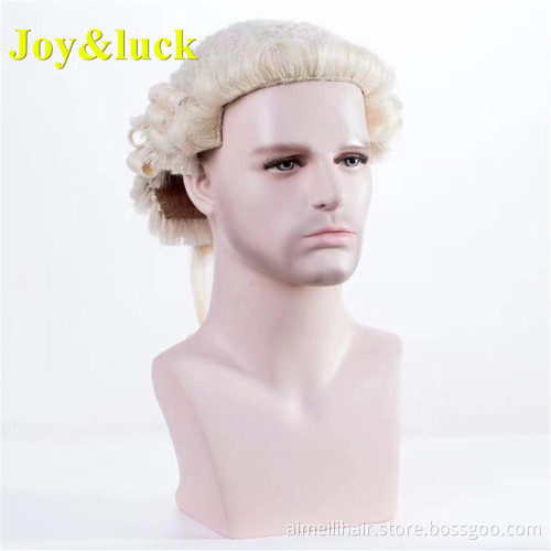 Handmade Horse Hair Court Judge Lawyer Wig Blonde Color Regular Curl for Men or Women Traditional British Classic Barrister Wigs